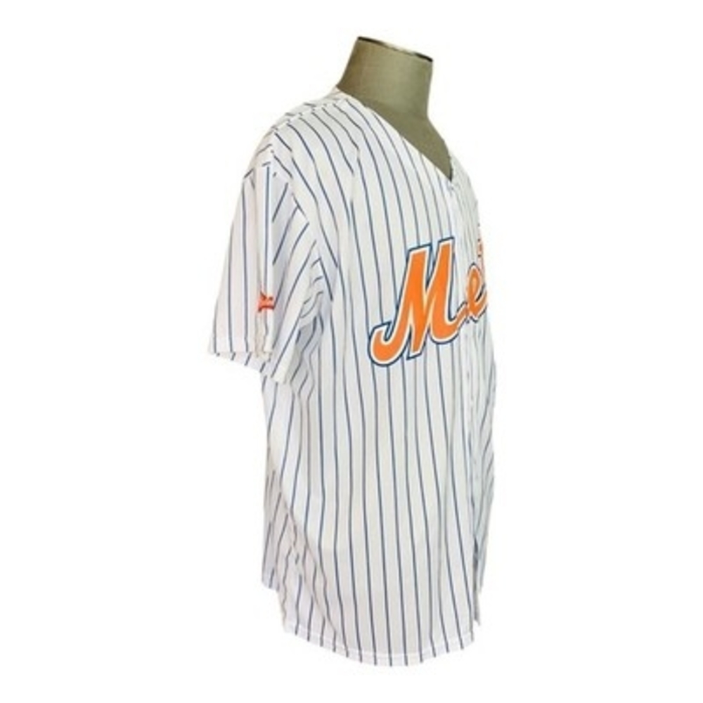 New York Mets MLB White Striped Team Jersey XL Button Front Dri-FIT NWT - Picture 3 of 6